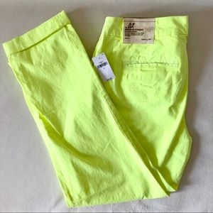 NEON yellow GAP “broken in straight” khakis